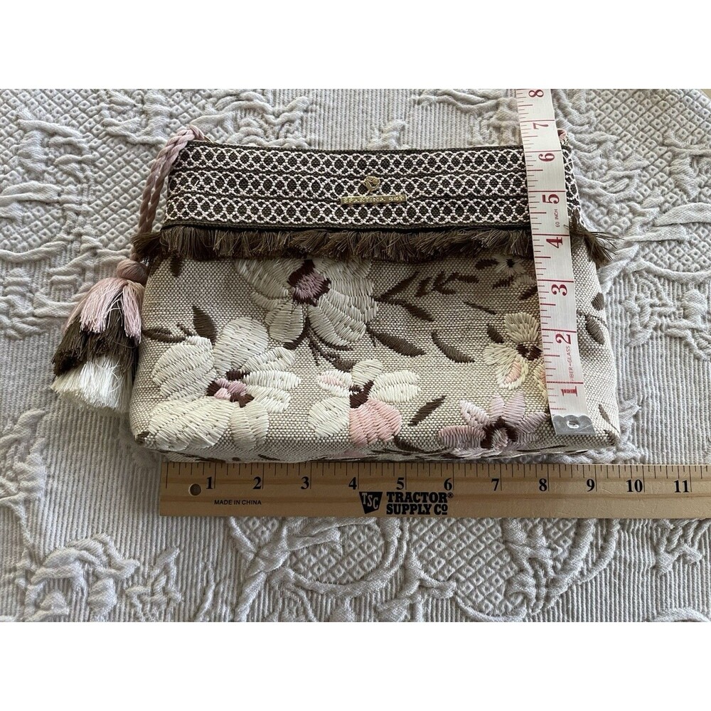 Spartina 449 Parade Embroidered Floral Maci Clutch Purse Boho NO Wristlet Strap - Picture 7 of 10
